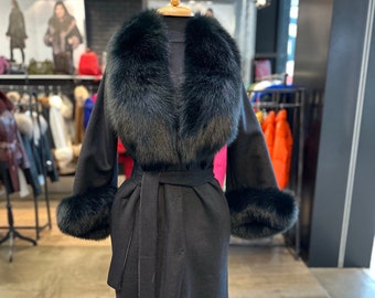 Alpaca Llama Fabric Coat: Real Fox Fur Trim, Handmade Outerwear - Etsy