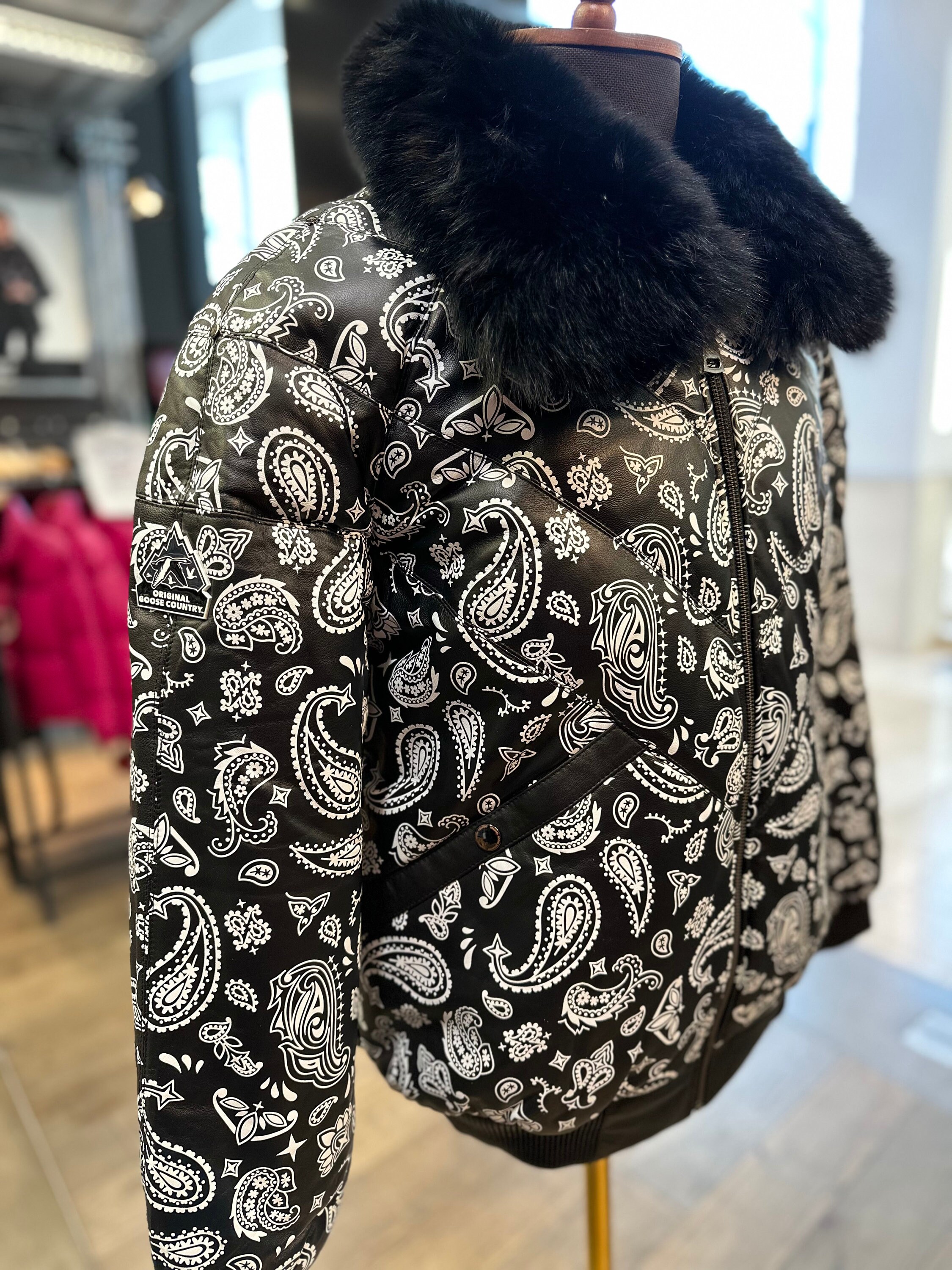 Original Goose Country Black Paisley Lambskin Leather