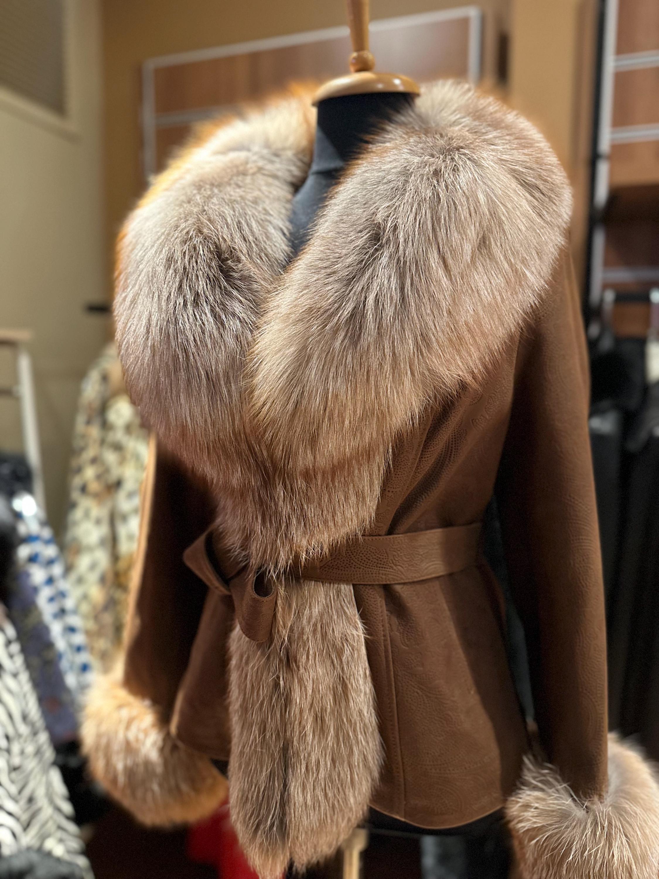 新品　FAUX FUR COAT Vintage Faux Fur, Long Full Lenght Beige Fox Mink Coat