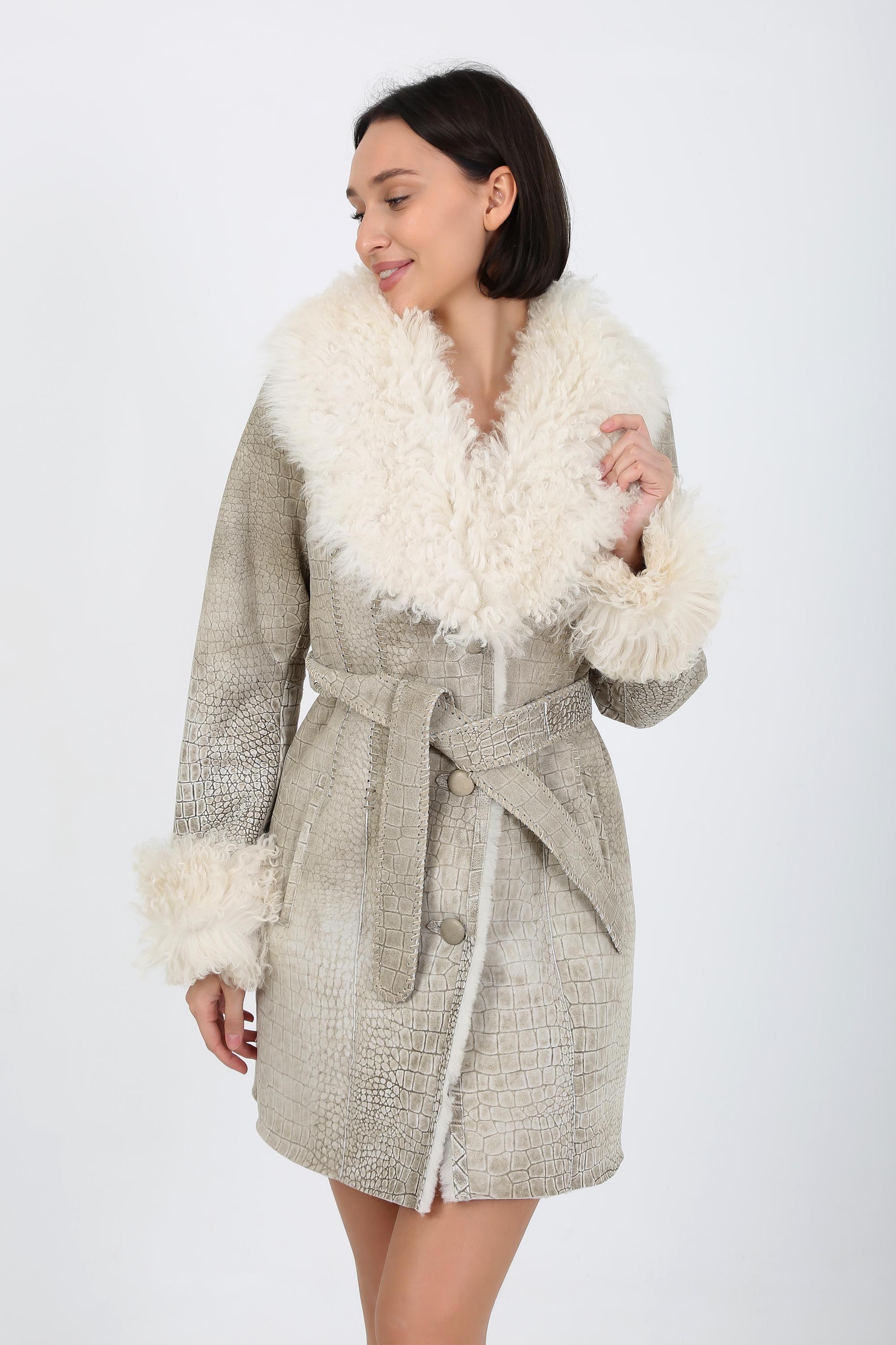 ムートン・ファーコート BLANCHA TIGRADOS COAT IN SHEARLING Handmade Women's High Quality Genuine White Shearling Coat