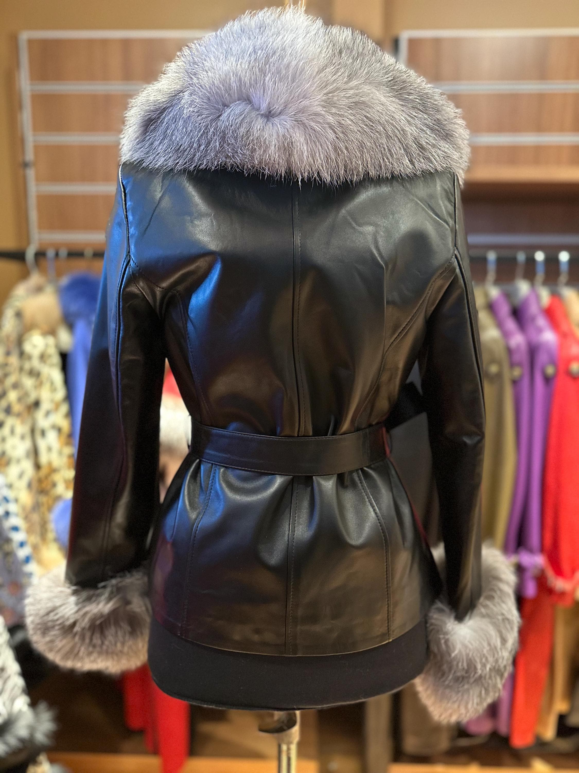 ジャケット・アウター ok.soon faux leather half coat Handmade Women's High Quality Genuine Lambskin Leather Black