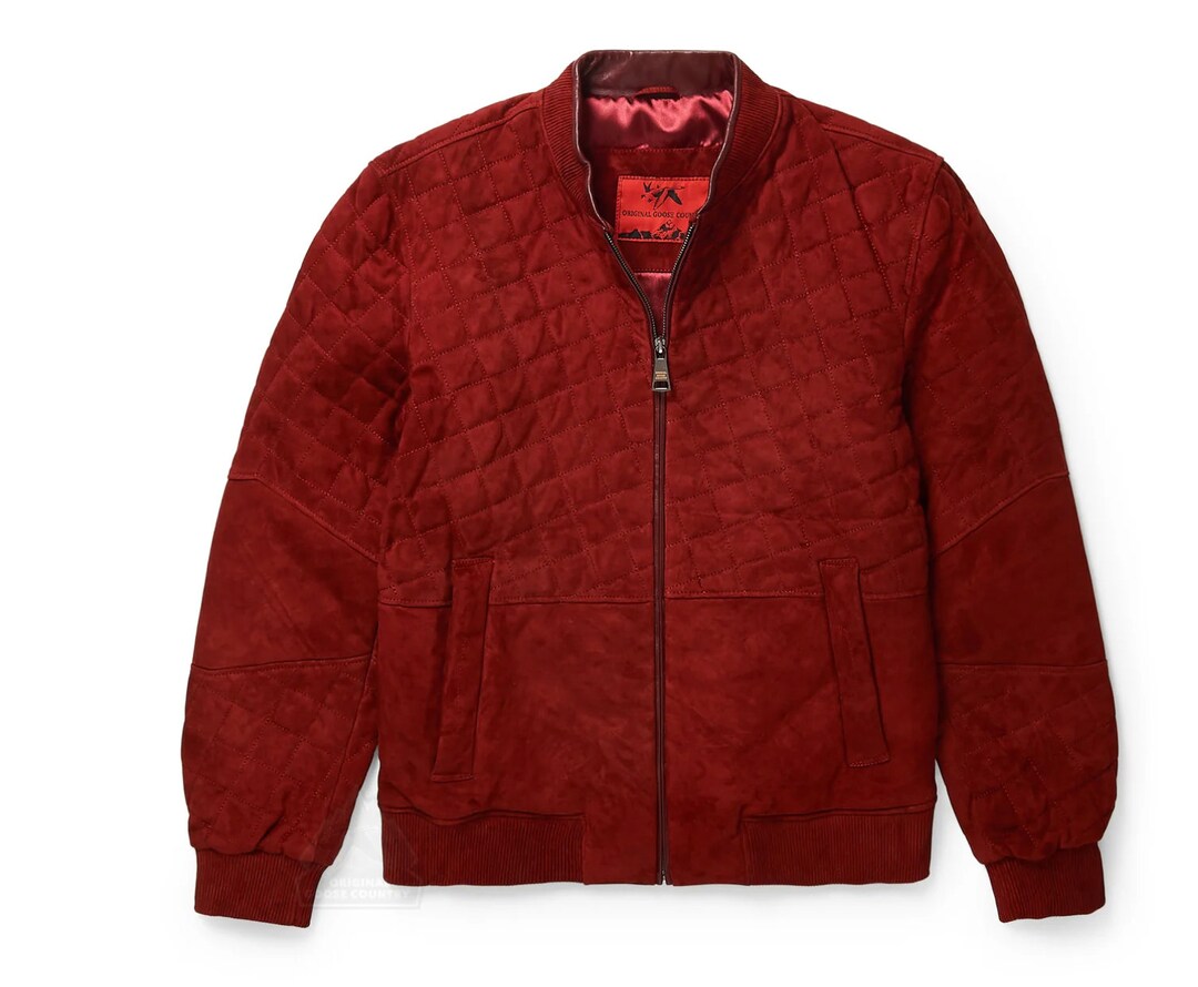 Men's Red Genuine Suede Leather Jacket, Winter Jacket, Perfect Gift ...
