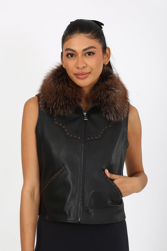 Damen Weste Weste Aus Echtem Fell Fuchs Pelz Weste Mit
