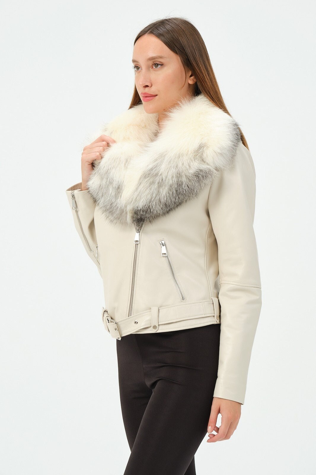 Fur collar for leather jacket hot sale