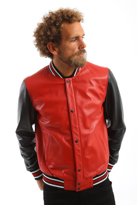 Chamarra Bomber Chaqueta Cuero Roja Zara De Piel Chamarra Bomber