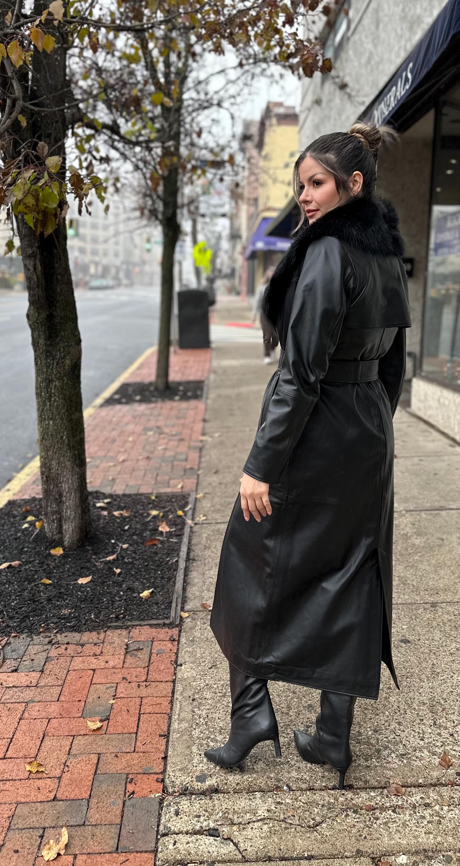 Handmade Women's Lambskin Leather Trench Coat: Toscana Shearling