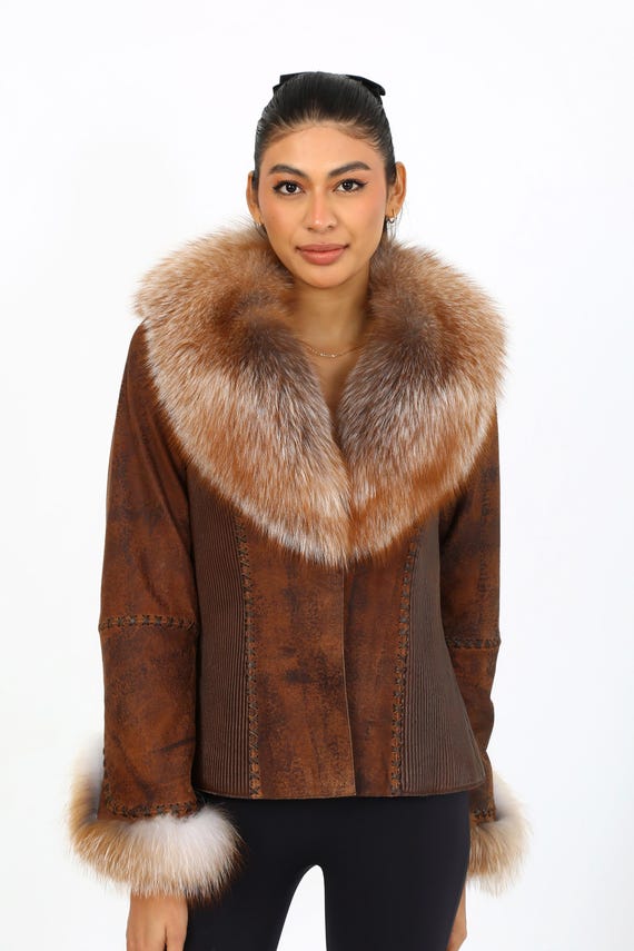 Outfit Braune Lederjacke Winter Handgefertigte Hochwertige Echte