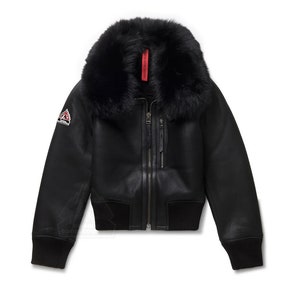 Handmade Original Goose Country Women's Genuine Sheepskin Shearling Jacket With Genuine Fox Trim Collar, perfect gift
