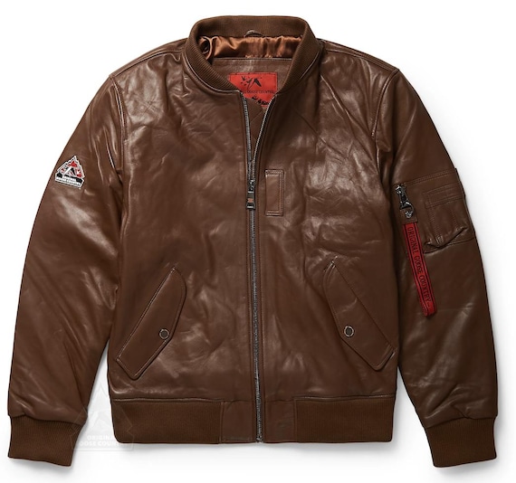 Original Goose Country Handmade Brown Lambskin Leather Bomber