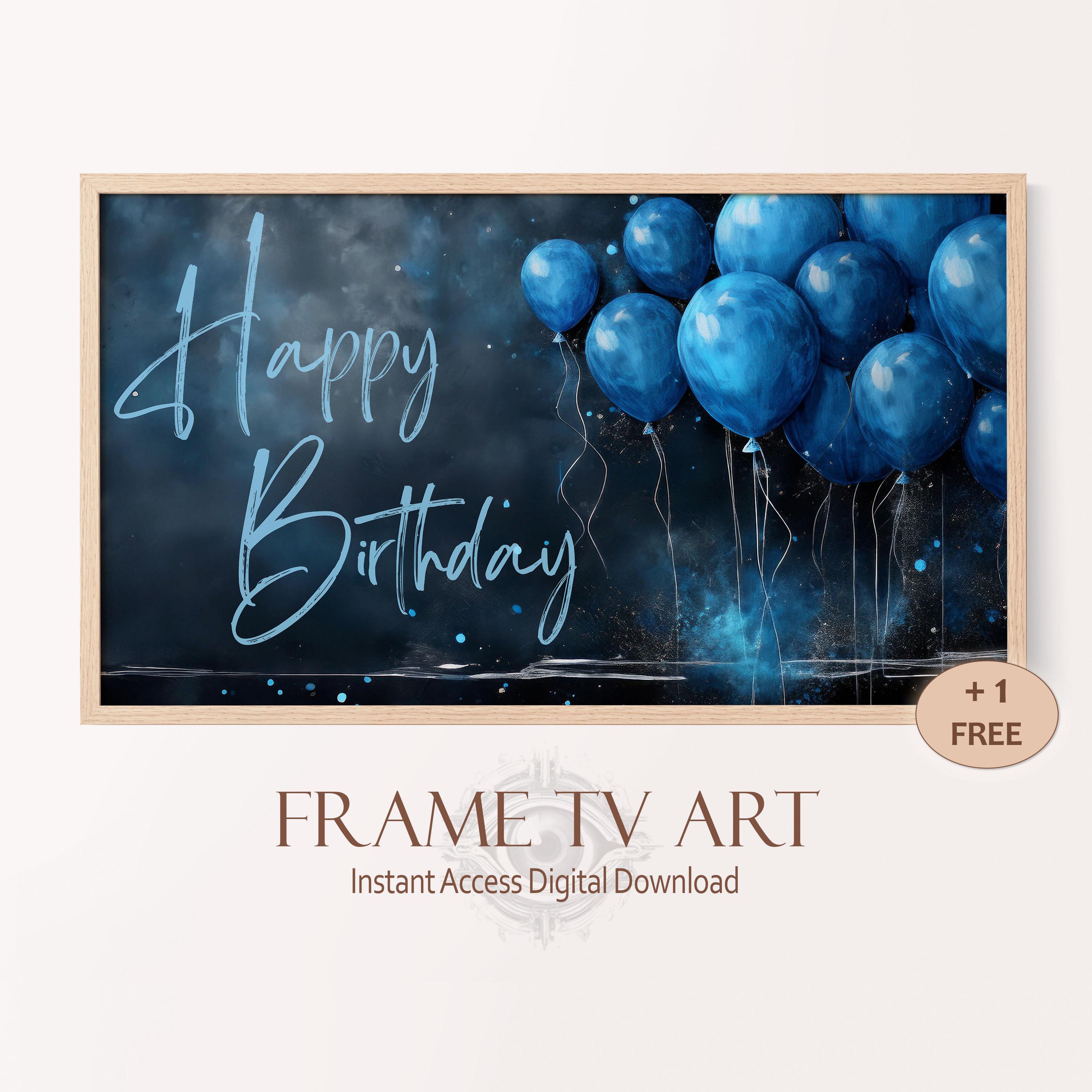 Happy Birthday Banner Mit Blauem Hintergrund - 180x110 Cm, Mit Seil, Für Fotohintergrund & Partydeko