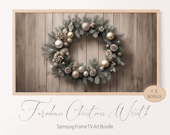 Farmhouse Winter Wreath Frame TV Art Original Christmas Wreath Décor Designs for Samsung Frame Tv Modern Home Décor Digital Holiday Bundle