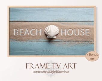 Summer Home Beach House Sign, Frame TV Seaside Wall Art, Relaxed Coastal Hosting Aesthetic, Nautical TV Art Download, Minimalist Beachy Vibe