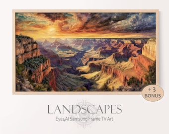 Vintage Frame TV Art Grand Canyon Picture for Southwest Décor Digital Wall Art for Download on Samsung Smart TV Western Landscape Painting