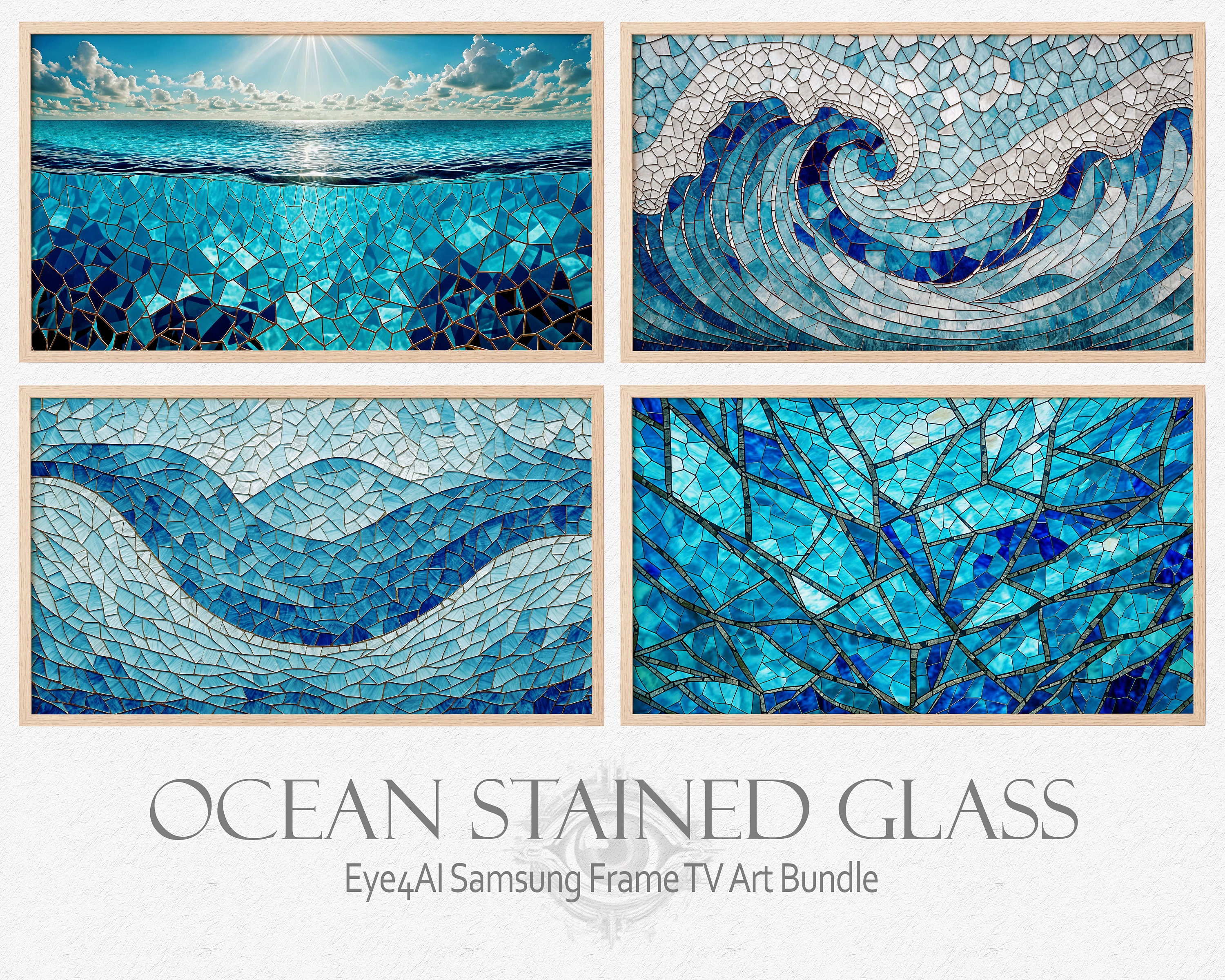Society6 ケース Turquoise and blue mosaic-(photograph) Blue Waves Mosaic / Sparkly Wall Art for Home or Office