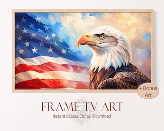 Frame TV Art: Patriotic Eagle & USA Flag (Digital Download)