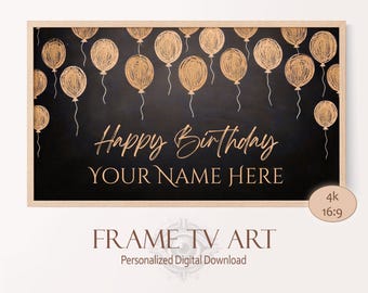 Personalized Birthday Frame TV Art Chalkboard Design, Custom Happy Birthday Sign with Your Name for Boy or Girl Birthday Party Decoration