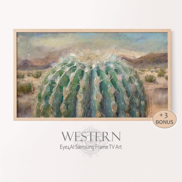 Frame TV Art Cactus Desert Original Painting for Southwest Style for Samsung Smart TV Western Décor Rustic Impressionist Digital Download