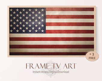 Frame TV Art American Flag Vintage, Samsung Frame TV 4th of July Wall Art Download, United States Flag Art for Memorial Day Holiday Décor