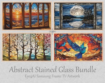 Samsung Frame TV Art Abstract Stained Glass Window Original Artwork Vibrant Wall Art for Frame TV Décor Colorful Custom AI Digital Bundle