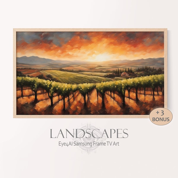 Samsung Frame TV Art Italian Vineyard Scenery Original AI Painting Impressionist Wall Art for Frame TV Décor Tuscan Landscape Digital Bundle