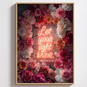 Moody Floral Christian Wall Art, Nowoczesna sztuka biblijna, Wydruk wersetu biblijnego, Wystrój maksymalistyczny, Wystrój Preppy Dopamine, Wydruk inspirowany wiarą