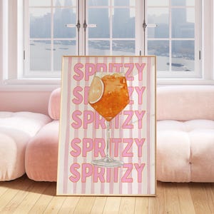 Aperol Spritz Cocktail Print, Modny plakat do wózka barowego, Vintage Cocktail Alcohol Wall Art, Pobieranie cyfrowe, Drukowalna sztuka ścienna