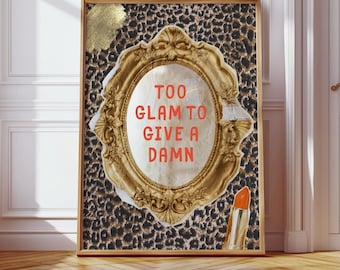Trendy Red Cheetah Print Poster, Retro Lipstick Print, Trendy Leopard Chic Fashion Wall Art, Vintage Aesthetic Dorm, Digital Download