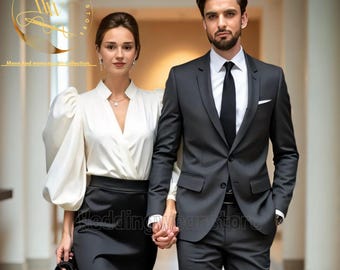 Men's Charcoal Grey Slim-Fit 2 Piece Suit: Luxury Wedding Attire Bespoke Suits