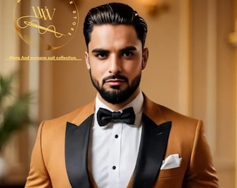 Rust Orange Slim Fit Tuxedo 3 Piece Suit: Groomsmen And Groom Attire