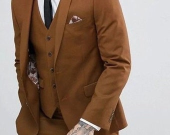 Terracotta, Premium Men suit, Brown wearing three piece suit, luxury stylish premium men suit, groom wear suit, groomsmen suit,