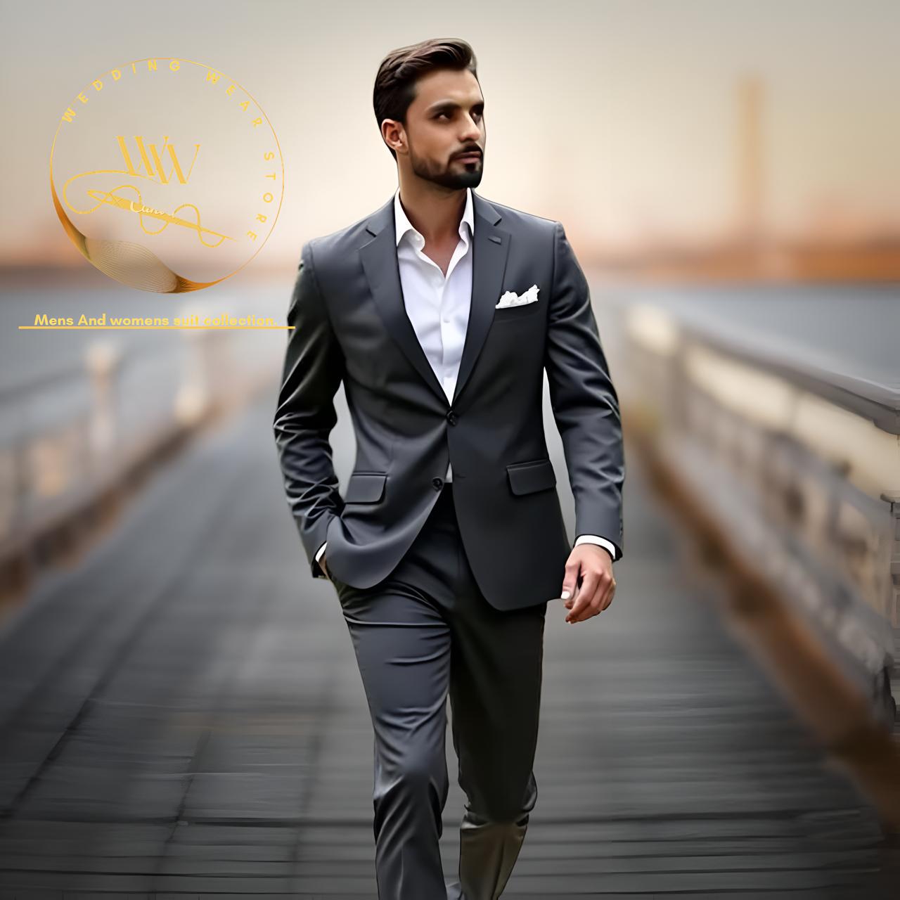 Men's Charcoal Grey 2-piece Suit: Groom Wear and Groomsmen Suits Bespoke  Suits - Etsy