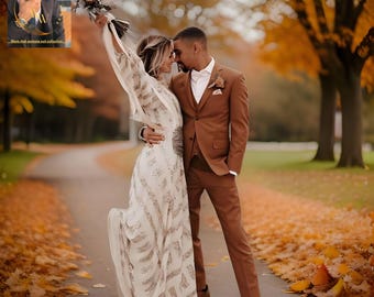 Men&#39;s Rust Brown, Three piece suit,Groom wear suit, Luxury Stylish Look, Premium Man Suit, Ethnic Wedding Wear suit, groomsmen suit,