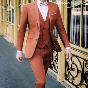 Men's, Premium Rust Brown 3 Piece Suits, Wedding Suits, Groom Wear and ...