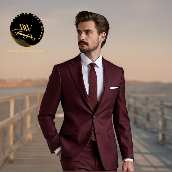 maroon formal dress for men ETHAN Mens Vests Dress Dark Burgundy Business Suit for Men Wedding Formal Vest Elegant Size L