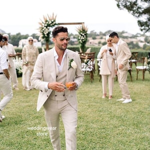 Wedding wear men suit,100% Line Party wear suit,and groom wear Cream suit Luxury Stylish  Man Suit, Ethnic Wedding Wear There Piece Suit