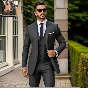 Luxury Wedding, Dark Grey 3 Piece Stylish Man Suit, Ethnic Wedding Wear Suit, groomsmen suit