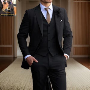 Premium black peak lapel 3 piece suits,Luxury Stylish Look groom suit Premium Man Suit, Ethnic Wedding Suit,