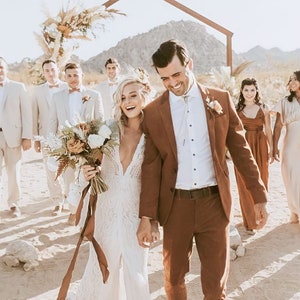 Anzug für Männer, brauner Anzug, Hochzeitsanzug, zweiteiliger Anzug für Bräutigam, stilvoller Premium-Herrenanzug, Bräutigam und Trauzeugen Anzug