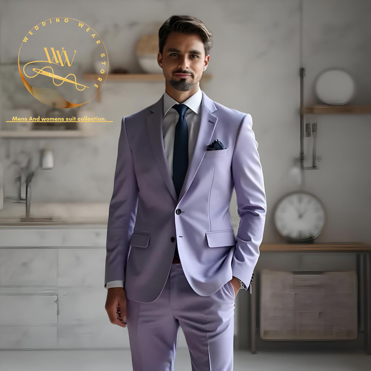 Men's Purple 2 Piece Suit: Slim Fit Wedding Attire Bespoke Suits Men Official Attire