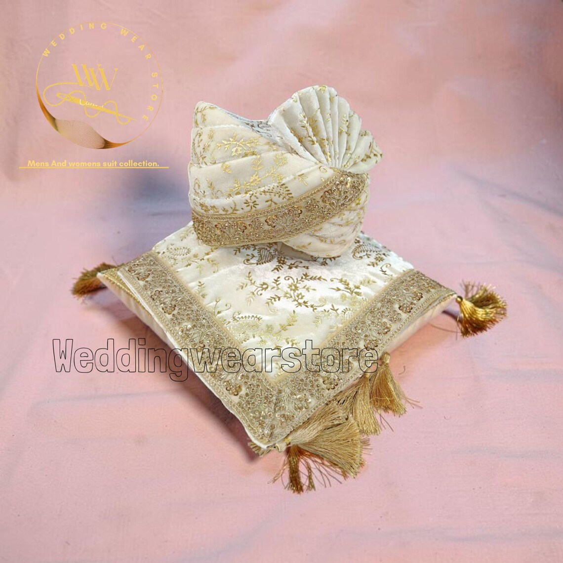 Traditional Sherwani Ivory Safa and Stole Combo for Groom - Redefine ...