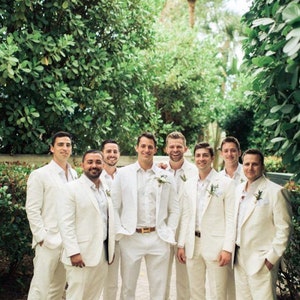 Men&#39;s Ivory 3 Piece Suit: Stylish Groom And Groomsmen Attire Wedding Wear Suits