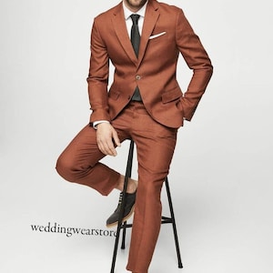 Luxury Men Suit, Rust Orange suit, 2 piece suit wedding wear suit, groom stylish, premium men suit, groom wear suit, and groomsmen suit,