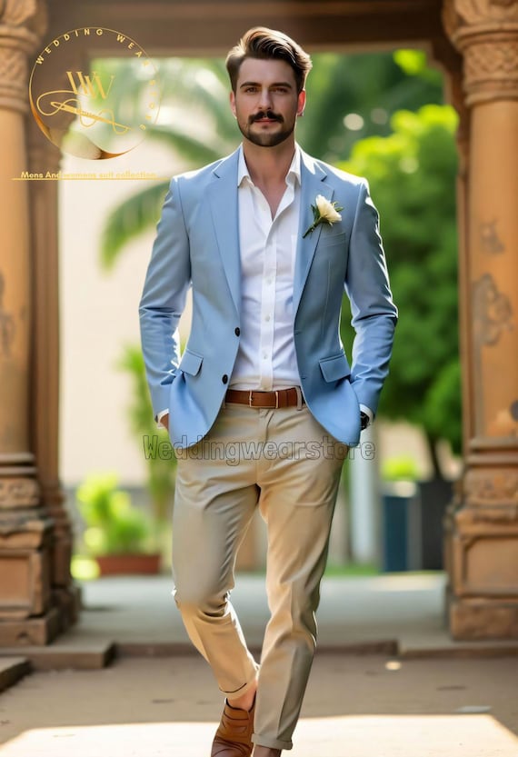 sky blue dress for man Baby Blue Prom Suit - Sky Blue Prom Suits main image 0