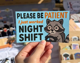 Night Shift Raccoon Car Magnet | Cute Magnet for Nurses, Magnet for Doctors, Magnet for Healthcare Workers | Funny Medical Magnets