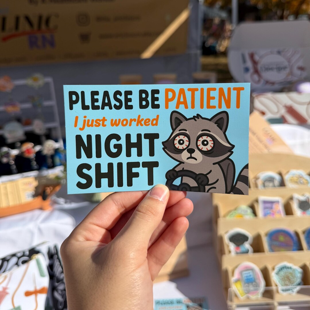 Night Shift Raccoon Car Magnet | Cute Magnet for Nurses, Magnet for ...