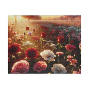 Jigsaw Puzzle Field of Flowers Romantic Valentines Day Gift, 110, 252, 520, 1014-piece, Brain Teaser Game, Home Activity