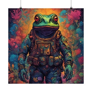 Cryptozoology Art - Loveland Frogman - Psychedelic Cryptid Art Matte Square Poster - Wall Decor - Home Decor