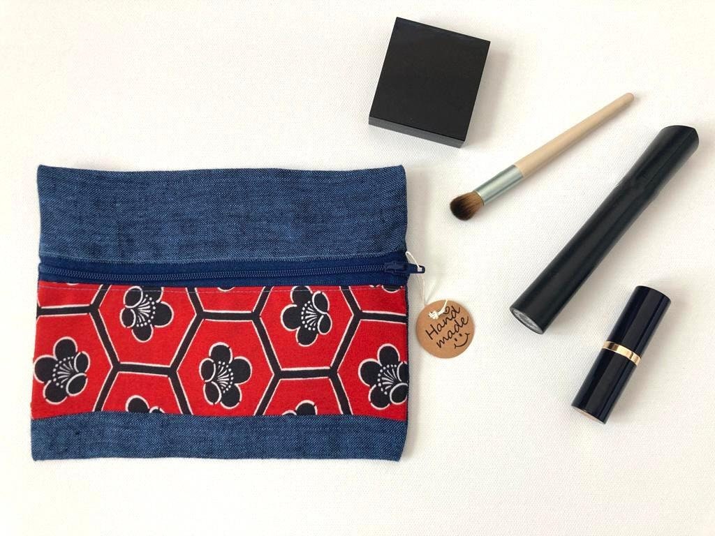 Lotus and Firefly Pattern Pencil Pouch - Screen Printed - Zipper Pouch