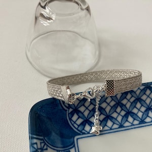 Obijime silk bracelet silver plated chain adjustable silver Japanese vintage Kumihimo hand braided Kimono accessory free gift pouch Mother's