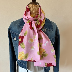 Kimono scarf cotton eco gift Japanese Yukata up cycled Summer washable sturdy breathable pink yellow red white flower fashionable Mother&#39;s